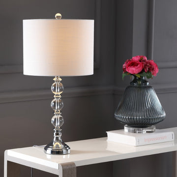 Paul 26" Crystal/Metal LED Table Lamp - JONATHAN Y